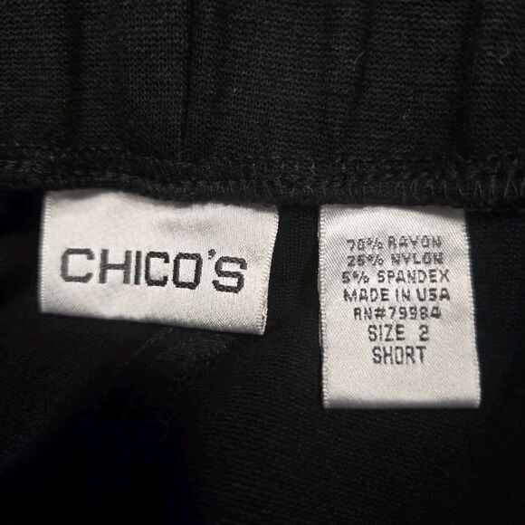 Chico's Size 2 (L) Inky Black Ponte Knit Pull-on Pants Short Inseam 30x23 - Picture 3 of 3